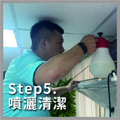 冷氣清潔步驟,進行噴灑清潔